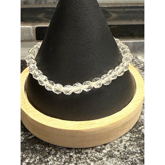 Clear Faux Quartz Crystal Beaded Stretch Bracelet - Picture 1 of 3